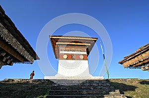 The top of 108 chortens stupas , the memorial in honour of the