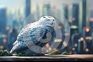 Top 20 Snowy owl action in the City, Watercolor predator animals wildlife.