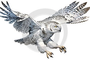 Top 20 Snowy owl action, Watercolor predator animals wildlife.