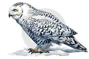 Top 20 Snowy owl action, Watercolor predator animals wildlife.