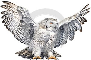 Top 20 Snowy owl action, Watercolor predator animals wildlife.