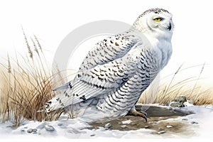 Top 20 Snowy owl action Watercolor predator animals wildlife.