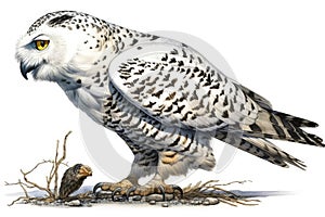 Top 20 Snowy owl action Watercolor predator animals wildlife.