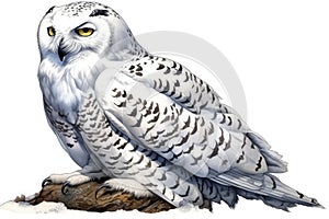 Top 20 Snowy owl action, Watercolor predator animals wildlife.