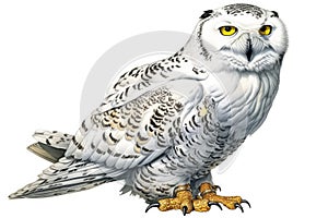 Top 20 Snowy owl action, Watercolor predator animals wildlife.