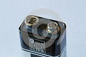 Top of a 9 volt battery