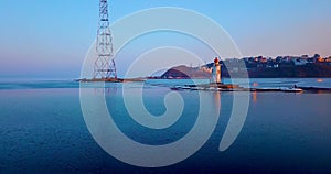 Top aerial panoramic view of Tokarev Lighthouse in Vladivostok