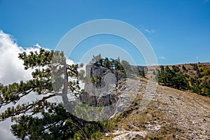 At the top of the Ai-Petri mountain, Crimea