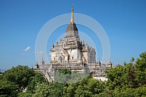 Top of an ancient Buddhist temple Gawdaw Palin. Bagan, Myanmar photo