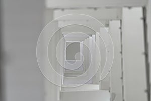 Top angle view of the white reinforced steel bar framework column construction in the work site