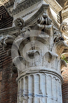Top of an antique marble column with a pattern