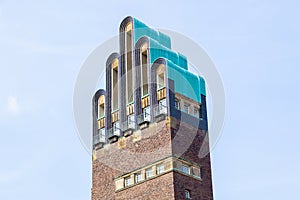 Top of the Art Nouveau Hochzeitsturm, wedding tower, in Darmstadt