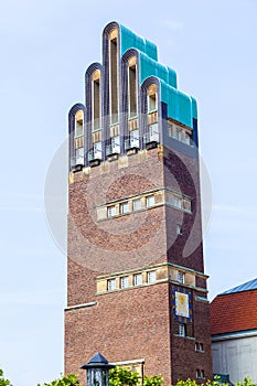 Top of the Art Nouveau Hochzeitsturm, wedding tower, in Darmstadt photo