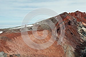 At the top of Avachinsky volcano. Kamchatka Krai