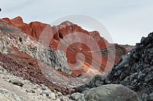 At the top of Avachinsky volcano. Kamchatka Krai