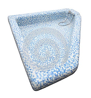 Top of blue tile mosaic pool