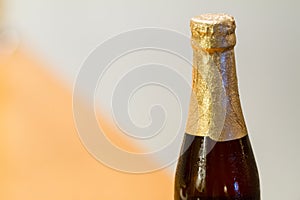 Top of Bottle Sealed in Gold Foil with Copy Space