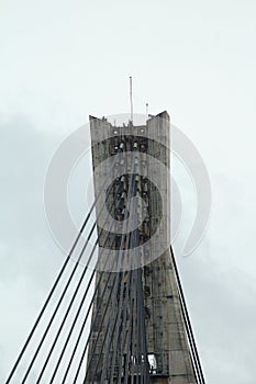 The top of the cable stayed bridge pillar.