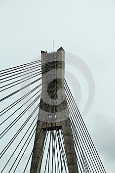 The top of the cable stayed bridge pillar.