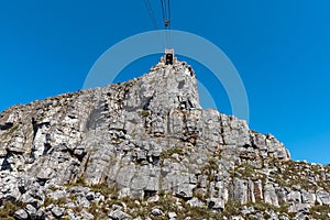 Top cableway building on Table Mountain seen from cable car