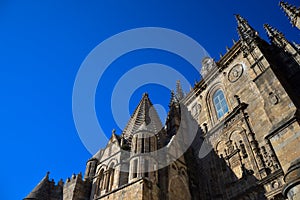 The top of the curch is almost touching the sky