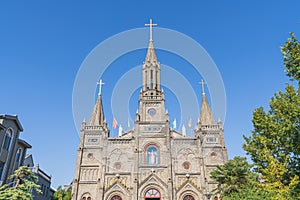 Top of the Catholic church, the Chinese shandong qingzhou city scenery tourist area