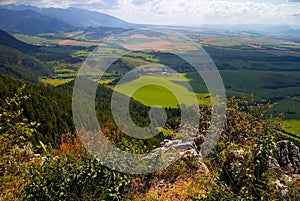 Top of Cerenova rock with a view of the surrounding villages Izipovce, Prosiek, Brnice and Liptovska Sielnica.