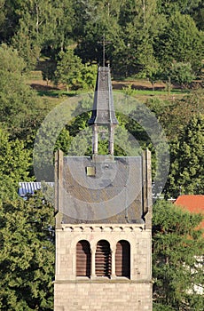 Top of the church tower of St. Anna in Sulzbach, Gaggenau, Germany
