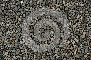 Top closeup shot of gravel, shingle, gravel texture background