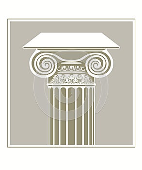 The top of the column. Architecture, design. Graphic drawing of an antique column.