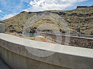 The top of the concrete arch of the Owyhee Dam in Oregon, USA