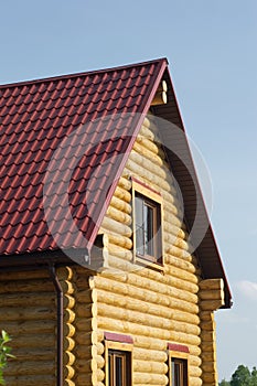 Top of country wooden house in retro style