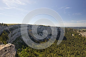 On the top of the Creux du Van mountain in Switzerland