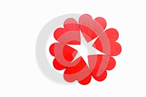 Top display of red heart shape in a circle