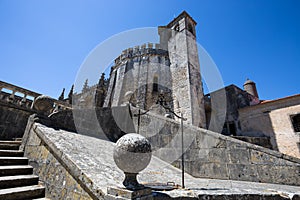 Top of Dom Joao III Cloister Renaissance masterpiece in the Templar Convent of Christ in Tomar, Portugal. UNESCO World Heritage.