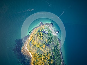 Top down aerial of Bradley Head Sydney