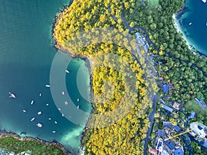 Top down aerial of Bradley Head Sydney