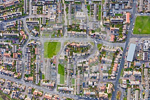 Top down aerial photo of the housing estates and suburban area of the town of Swarcliffe in Leeds