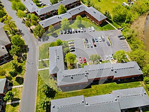 Top down aerial of the housing suburban area of with Brooklyn New York NY