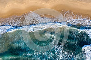 Top down aerial view Nobbys Beach Newcastle NSW Australia