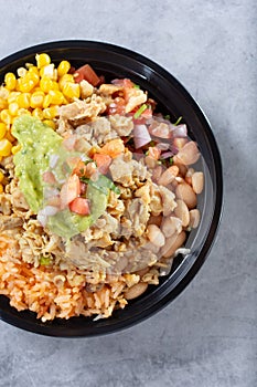 top down Mexican pollo asado bowl photo
