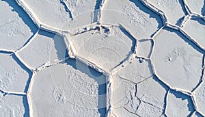Aerial View of Cracked Earth Abstract Pattern