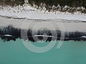 Top Down Shot of beach with Weed