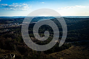 Top down view/ Aerial view over limestone rocks on Upland Cracow - Czestochowa