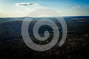 Top down view/ Aerial view over limestone rocks on Upland Cracow - Czestochowa