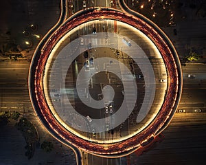 Top down view of busy intersection in China