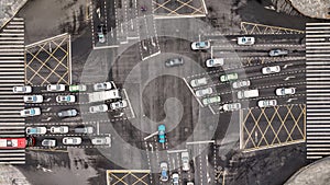 Top down view of busy intersection in China