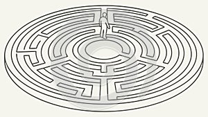 Top Down View of a Circular Maze, vector design Generative AI