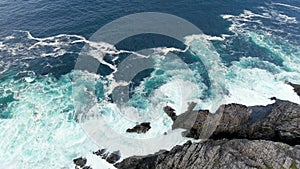 Top-down view of cliffs of Malin Head Coastal Walk, Wild Atlantic Way. Co. Donegal, Ireland