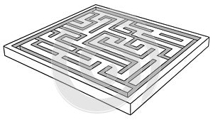 Top-down View of a Complex Square Maze for Problem-Solving, vector design Generative AI